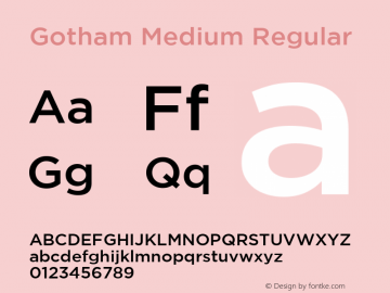 Gotham Medium Regular Version 001.000 Font Sample