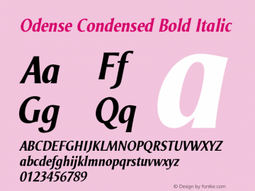 Odense Condensed Bold Italic Version 1.00图片样张