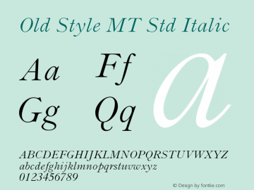 Old Style MT Std Italic Version 2.00 Build 1000图片样张