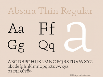 Absara Thin Regular 004.460 Font Sample