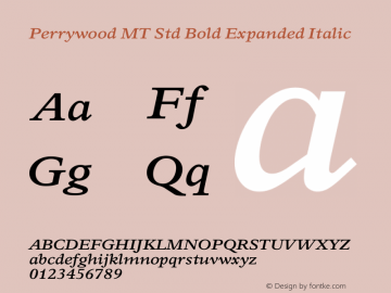 Perrywood MT Std Bold Expanded Italic Version 2.00 Build 1000图片样张