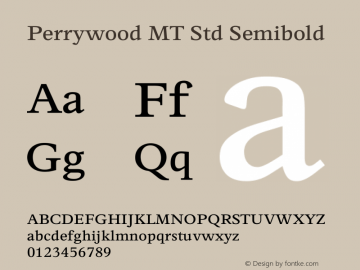 Perrywood MT Std Semibold Version 2.00 Build 1000图片样张