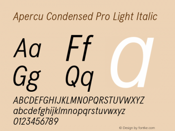 Apercu Condensed Pro Light Italic Version 1.004图片样张