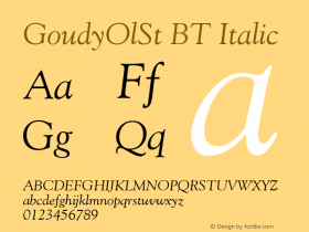 GoudyOlSt BT Italic Version 1.01 emb4-OT图片样张