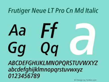 Frutiger Neue LT Pro Cn Md It Version 2.300图片样张