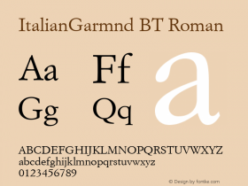 ItalianGarmnd BT Roman Version 1.01 emb4-OT图片样张