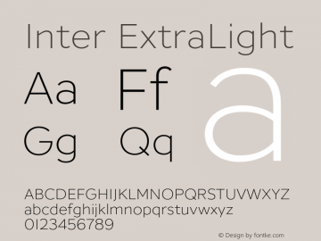 Inter ExtraLight Version 1.000;hotconv 1.0.109;makeotfexe 2.5.65596图片样张