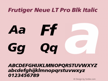 Frutiger Neue LT Pro Blk It Version 2.300图片样张