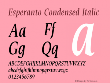 Esperanto Condensed Italic Version 1.00图片样张