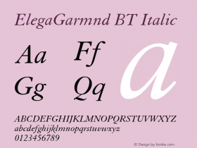 ElegaGarmnd BT Italic Version 1.01 emb4-OT图片样张