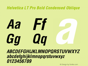 HelveticaLTPro-BoldCondObl Version 2.000 Build 1000图片样张