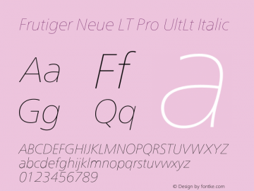 Frutiger Neue LT Pro UltLt It Version 2.200图片样张