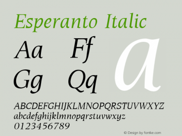 Esperanto Italic Version 1.00图片样张