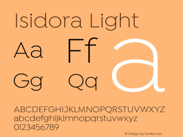 Isidora-Light Version 1.000;PS 001.000;hotconv 1.0.88;makeotf.lib2.5.64775图片样张