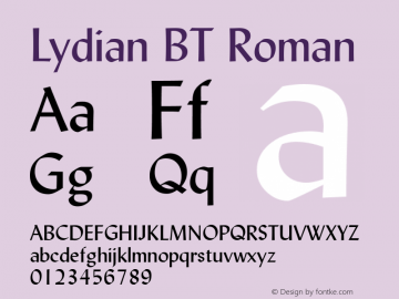 Lydian BT Roman Version 1.01 emb4-OT图片样张