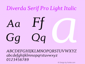 Diverda Serif Pro Light Italic Version 2.00图片样张