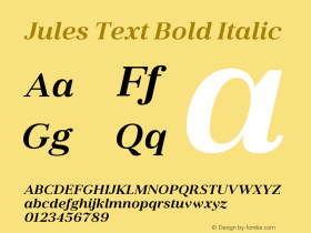 Jules Text Bold Italic Version 1.001;PS 001.001;hotconv 1.0.70;makeotf.lib2.5.58329图片样张