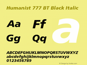 Humanist 777 BT Black Italic Version 1.02图片样张