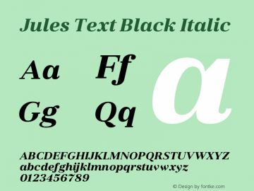 Jules Text Black Italic Version 1.001;PS 001.001;hotconv 1.0.70;makeotf.lib2.5.58329图片样张