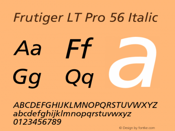 FrutigerLTPro-Italic Version 2.000 Build 1000图片样张