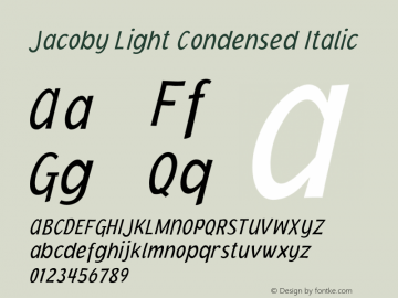 Jacoby Light Condensed Italic Version 1.00图片样张