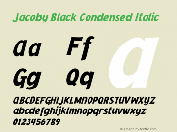 Jacoby Black Condensed Italic Version 1.00图片样张