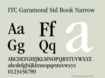 ITCGaramondStd-BkNarrow Version 2.000 Build 1000图片样张