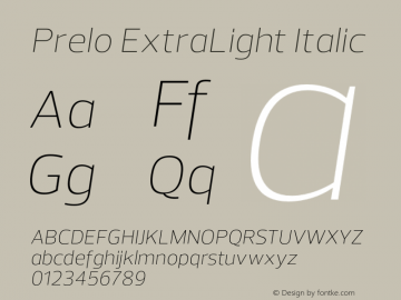 Prelo-ExtraLight Italic Version 1.0图片样张