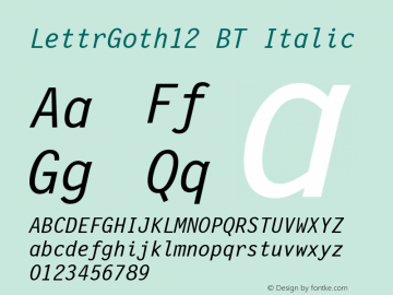 LettrGoth12 BT Italic Version 1.01 emb4-OT图片样张