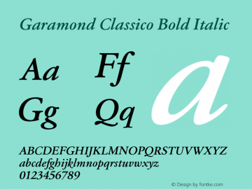 Garamond Classico Bold Italic Version 1.10图片样张