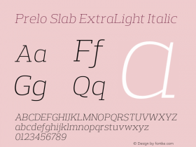 PreloSlab-ExtraLight Italic Version 1.0图片样张