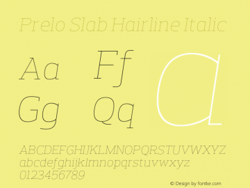 PreloSlab-Hairline Italic Version 1.0图片样张