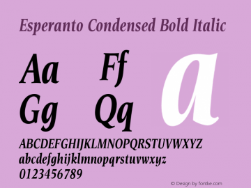 Esperanto Condensed Bold Italic Version 1.00图片样张