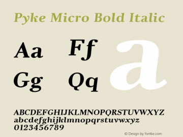 Pyke Micro Bold Italic Version 001.001 February 2021图片样张