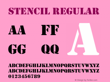 Stencil Regular Version 1.50 Font Sample