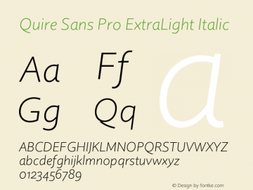 Quire Sans Pro ExtraLight It Version 1.0图片样张