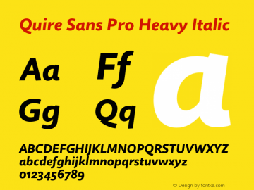 Quire Sans Pro Heavy Italic Version 1.0图片样张