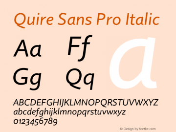 Quire Sans Pro Italic Version 1.0图片样张