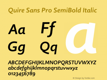 Quire Sans Pro SemiBold Italic Version 1.0图片样张