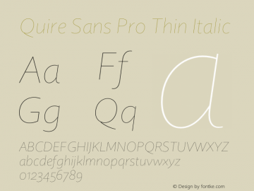 Quire Sans Pro Thin Italic Version 1.0图片样张