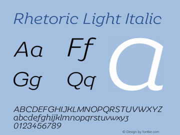 Rhetoric Light Italic Version 2.000;FEAKit 1.0图片样张