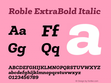 RobleExtraBold-Italic Version 001.000图片样张