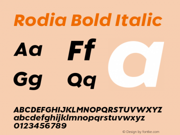 Rodia Bold Oblique Version 1.000;hotconv 1.0.109;makeotfexe 2.5.65596图片样张