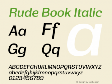 Rude Book Italic Version 1.001;PS 001.001;hotconv 1.0.70;makeotf.lib2.5.58329图片样张