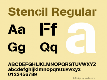 Stencil Regular Font Version 2.6; Converter Version 1.10 Font Sample