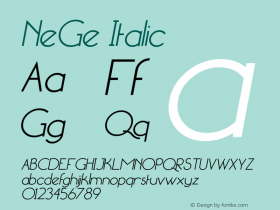 NeGe Italic Version 1.00 May 9, 2010, initial release Font Sample