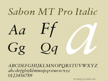 Sabon MT Pro Italic Version 1.00 Build 1000图片样张