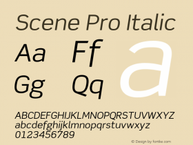 ScenePro-Italic Version 1.009;PS 001.000;Core 1.0.38;makeotf.lib1.6.5960图片样张