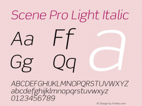 ScenePro-LightItalic Version 1.008;PS 001.000;Core 1.0.38;makeotf.lib1.6.5960图片样张