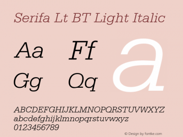 Serifa Lt BT Light Italic Version 1.01 emb4-OT图片样张